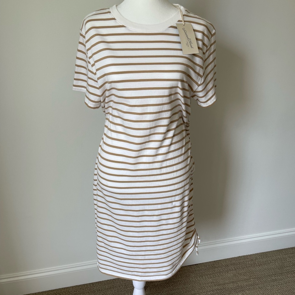 *NWT* Universal Thread Brown and White Striped Midi Dress - Size M